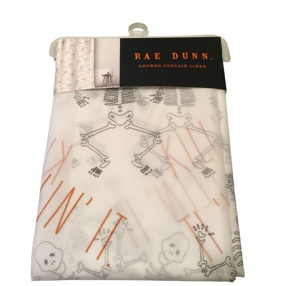 RAE DUNN KILLIN'IT Dancing Skeleton Shower Curtain Liner Frosted - Picture 1 of 5